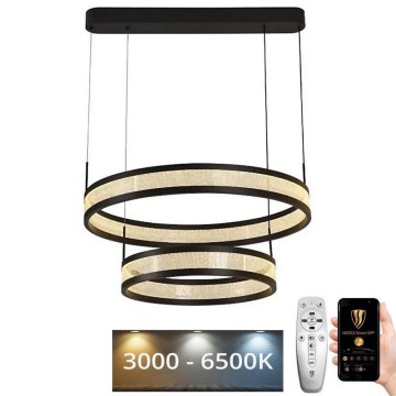 Led Dimmable κρεμαστό φωτιστικό οροφής LED/70W/230V 3000-6500K διάμετρος 60 cm μαύρο + τηλεχειριστήριο