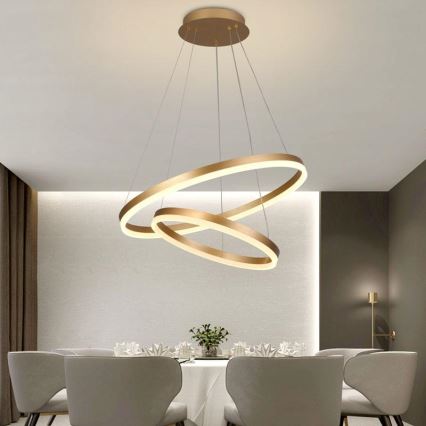 Led Dimmable κρεμαστό φωτιστικό οροφής LED/70W/230V 3000-6500K διάμετρος 60 cm + τηλεχειριστήριο
