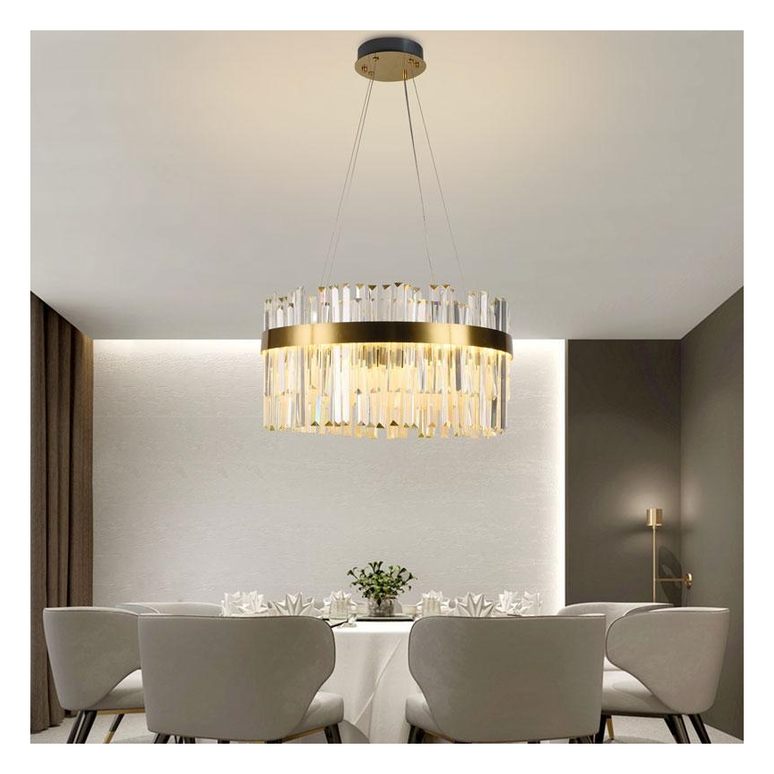 LED Dimming κρύσταλλο πολύφωτο on a string LED/70W/230V 3000-6500K χρυσαφί + τηλεχειριστήριο