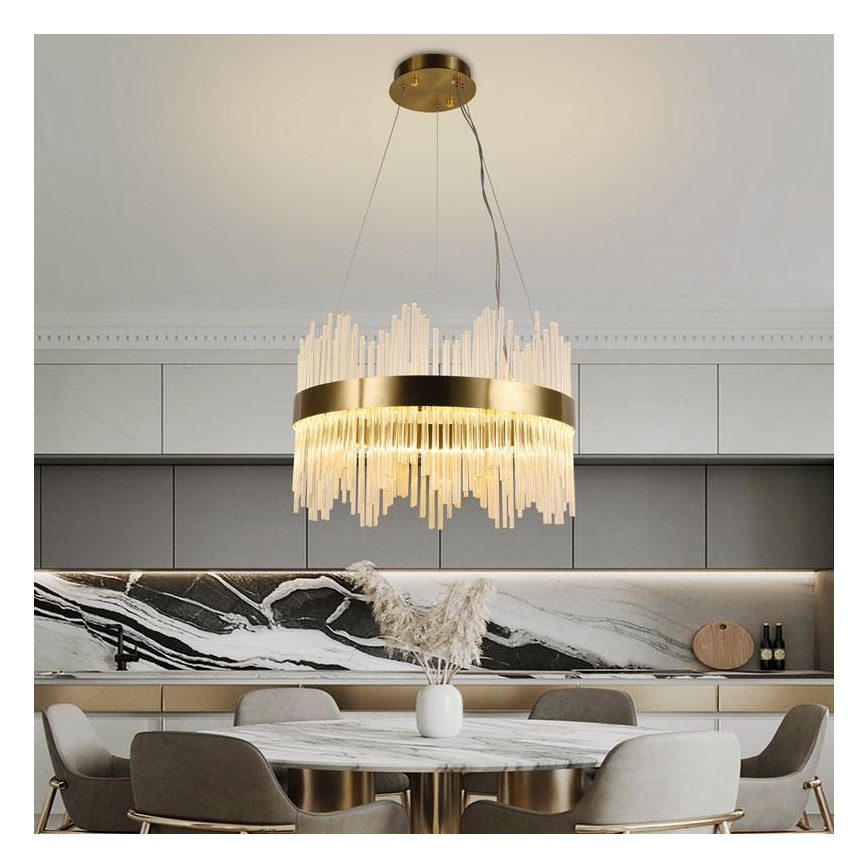 LED Dimming κρύσταλλο πολύφωτο on a string LED/70W/230V 3000-6500K χρυσαφί + τηλεχειριστήριο