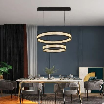 Led Dimmable κρεμαστό φωτιστικό οροφής LED/70W/230V 3000-6500K διάμετρος 60 cm μαύρο + τηλεχειριστήριο