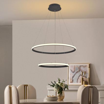 Led Dimmable κρεμαστό φωτιστικό οροφής LED/75W/230V 3000-6500K διάμετρος 60 cm + τηλεχειριστήριο