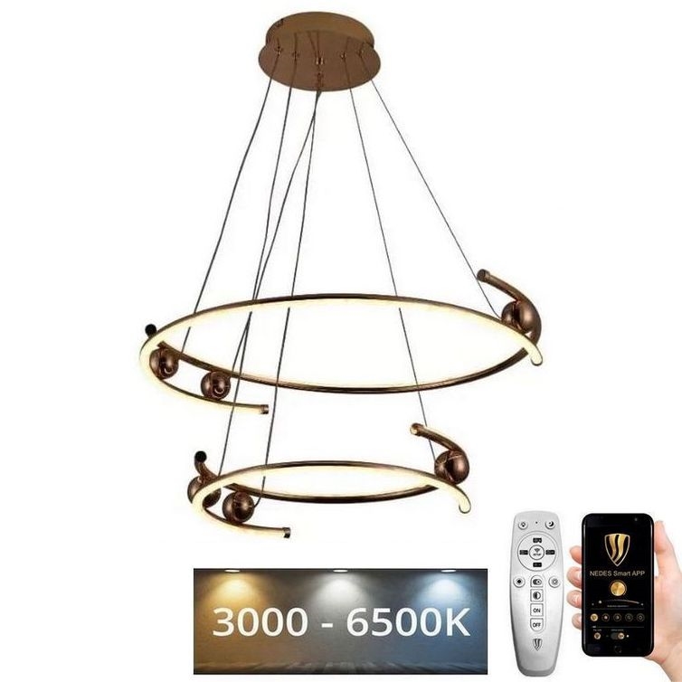 Led Dimmable κρεμαστό φωτιστικό οροφής LED/80W/230V 3000-6500K διάμετρος 60 cm + τηλεχειριστήριο