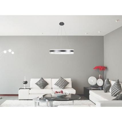 LED Dimming κρύσταλλο κρεμαστό φωτιστικό οροφής κρεμαστό φωτιστικό οροφής LED/80W/230V 3000-6500K μαύρο + τηλεχειριστήριο
