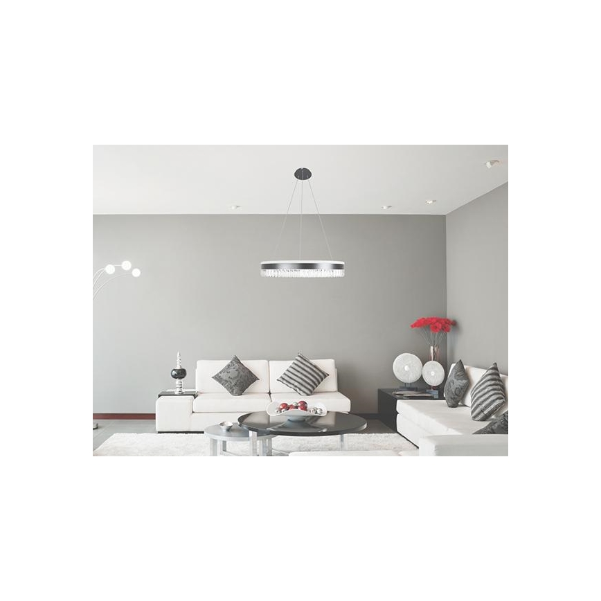 LED Dimming κρύσταλλο κρεμαστό φωτιστικό οροφής κρεμαστό φωτιστικό οροφής LED/80W/230V 3000-6500K μαύρο + τηλεχειριστήριο