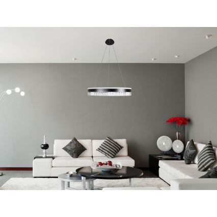 LED Dimming κρύσταλλο κρεμαστό φωτιστικό οροφής κρεμαστό φωτιστικό οροφής LED/80W/230V 3000-6500K μαύρο + τηλεχειριστήριο