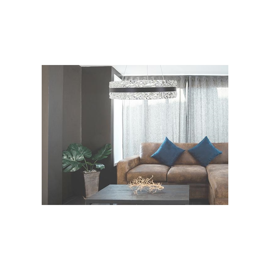 LED Dimming κρύσταλλο κρεμαστό φωτιστικό οροφής κρεμαστό φωτιστικό οροφής LED/80W/230V 3000-6500K μαύρο + τηλεχειριστήριο