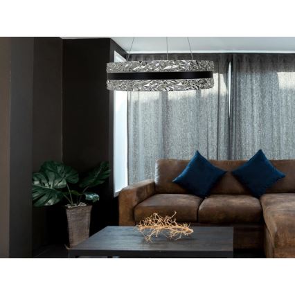 LED Dimming κρύσταλλο κρεμαστό φωτιστικό οροφής κρεμαστό φωτιστικό οροφής LED/80W/230V 3000-6500K μαύρο + τηλεχειριστήριο