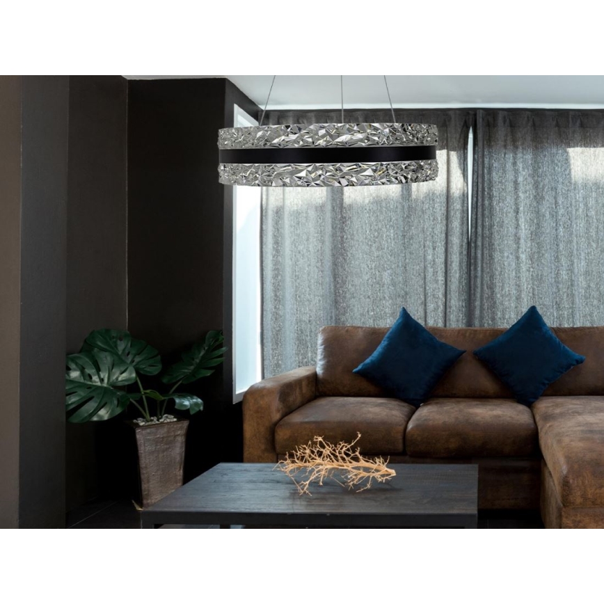 LED Dimming κρύσταλλο κρεμαστό φωτιστικό οροφής κρεμαστό φωτιστικό οροφής LED/80W/230V 3000-6500K μαύρο + τηλεχειριστήριο