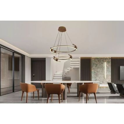 Led Dimmable κρεμαστό φωτιστικό οροφής LED/80W/230V 3000-6500K διάμετρος 60 cm + τηλεχειριστήριο