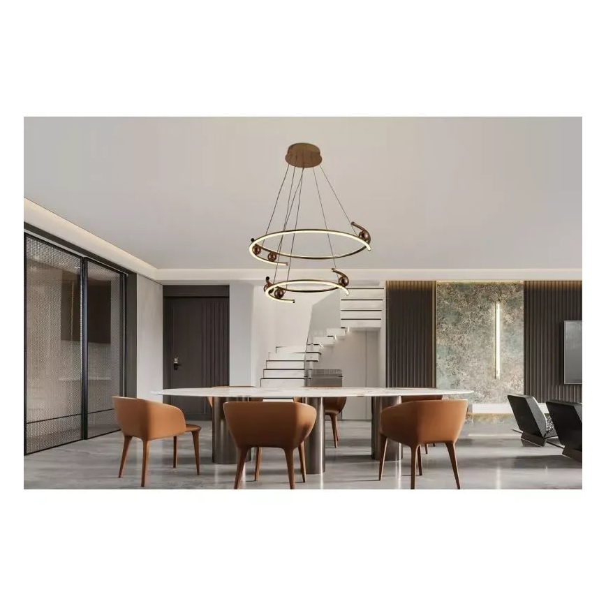 Led Dimmable κρεμαστό φωτιστικό οροφής LED/80W/230V 3000-6500K διάμετρος 60 cm + τηλεχειριστήριο