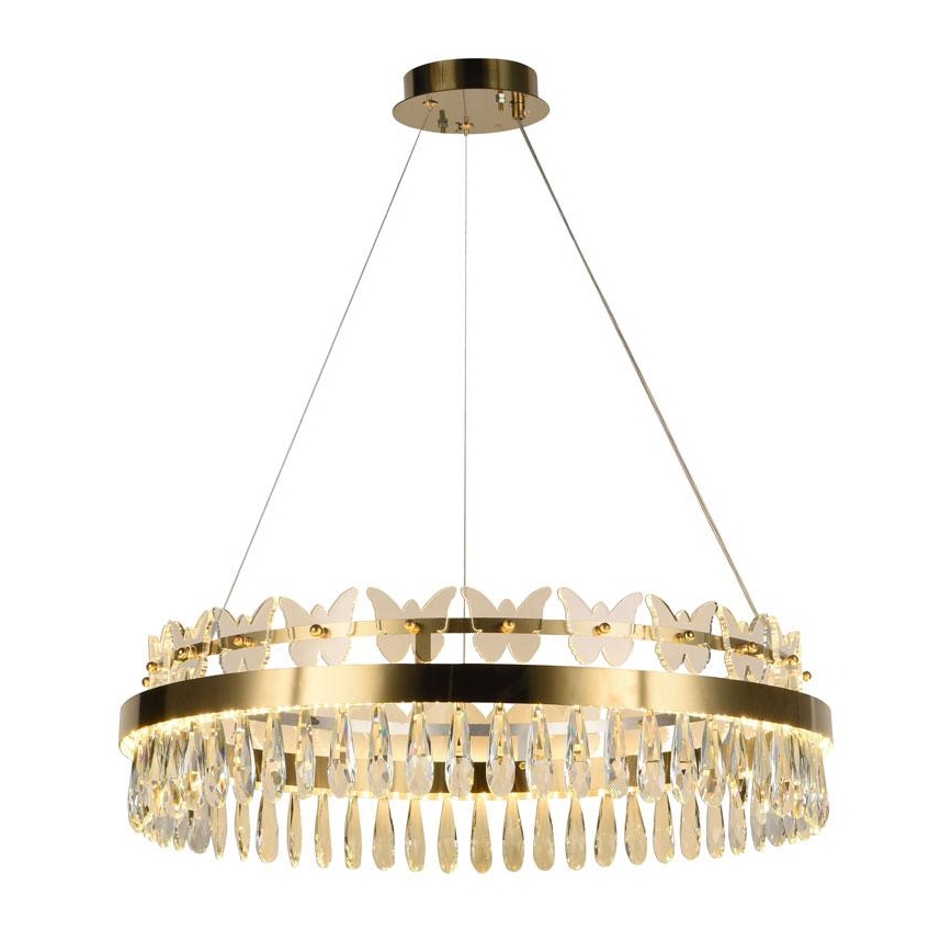LED Dimming κρύσταλλο πολύφωτο on a string LED/80W/230V 3000-6500K χρυσαφί + τηλεχειριστήριο