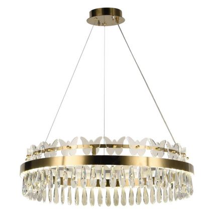 LED Dimming κρύσταλλο πολύφωτο on a string LED/80W/230V 3000-6500K χρυσαφί + τηλεχειριστήριο