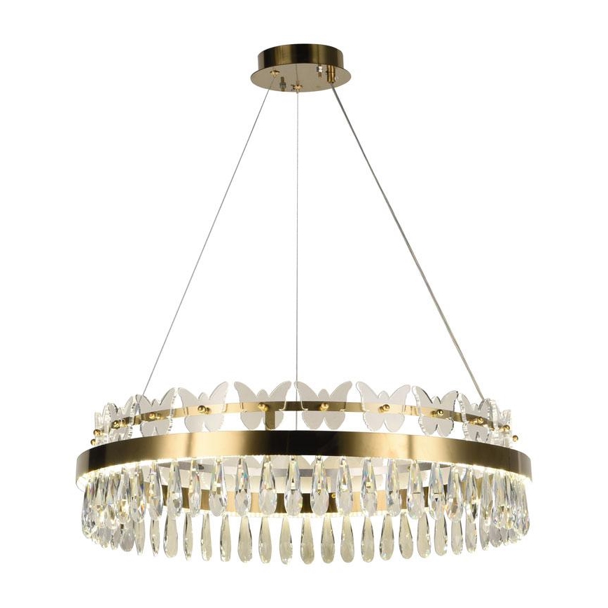 LED Dimming κρύσταλλο πολύφωτο on a string LED/80W/230V 3000-6500K χρυσαφί + τηλεχειριστήριο