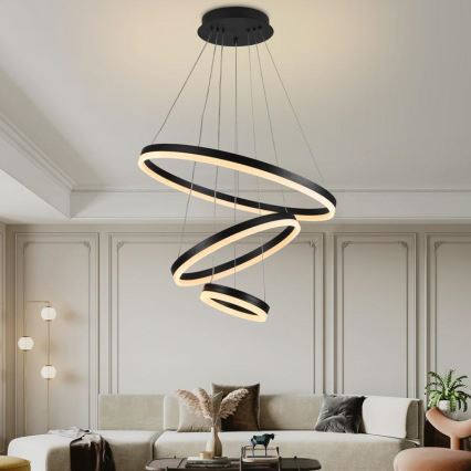 Led Dimmable κρεμαστό φωτιστικό οροφής LED/85W/230V 3000-6500K διάμετρος 60 cm + τηλεχειριστήριο