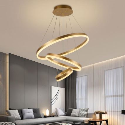 Led Dimmable κρεμαστό φωτιστικό οροφής LED/85W/230V 3000-6500K διάμετρος 60 cm + τηλεχειριστήριο