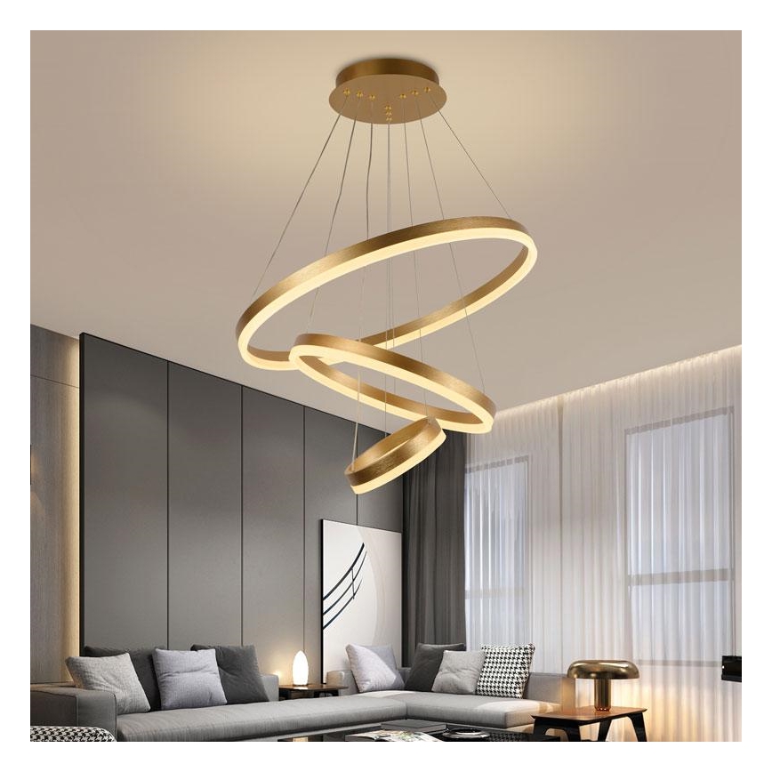 Led Dimmable κρεμαστό φωτιστικό οροφής LED/85W/230V 3000-6500K διάμετρος 60 cm + τηλεχειριστήριο