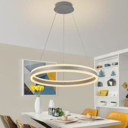 Led Dimmable κρεμαστό φωτιστικό οροφής LED/85W/230V 3000-6500K διάμετρος 60 cm + τηλεχειριστήριο