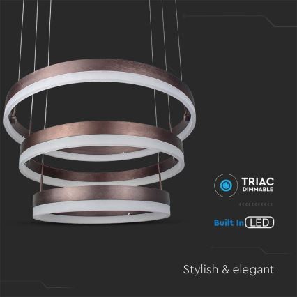 Led Dimmable κρεμαστό φωτιστικό οροφής LED/86W/230V 3000K καφέ