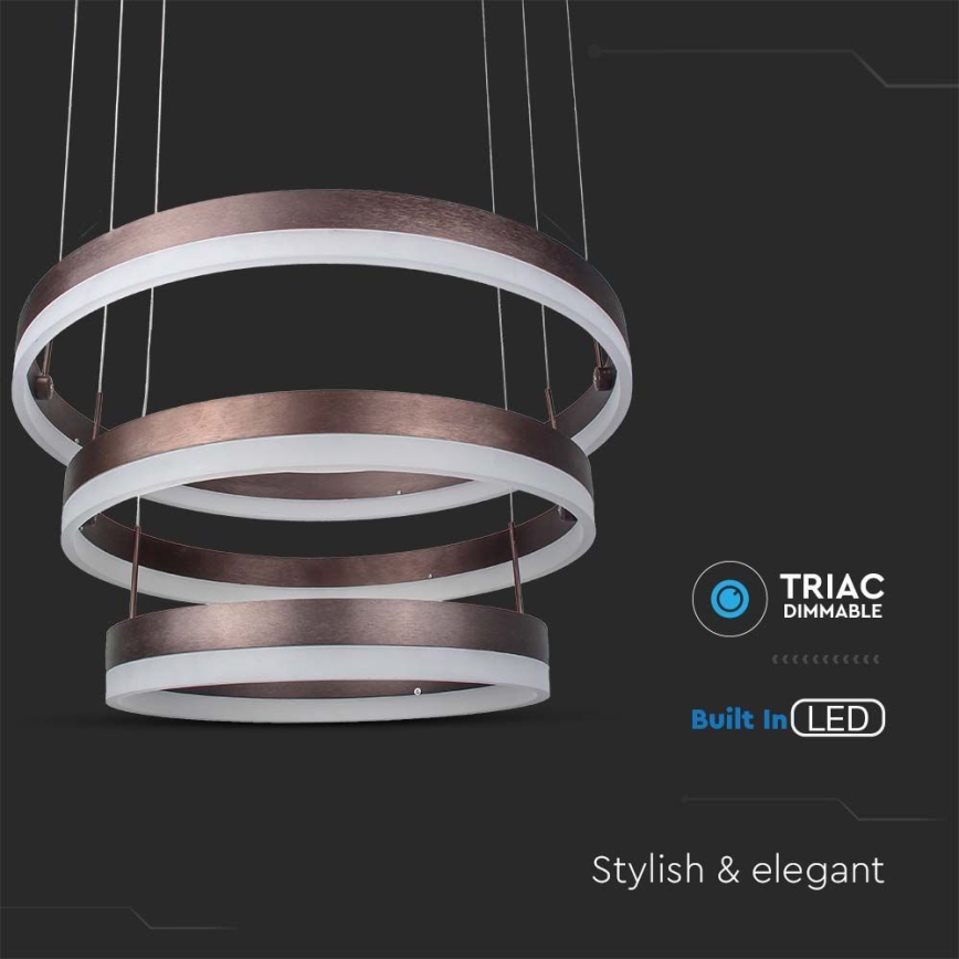 Led Dimmable κρεμαστό φωτιστικό οροφής LED/86W/230V 3000K καφέ