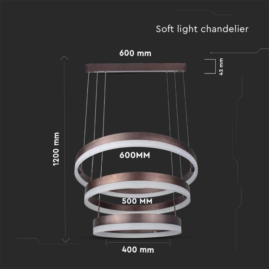 Led Dimmable κρεμαστό φωτιστικό οροφής LED/86W/230V 3000K καφέ