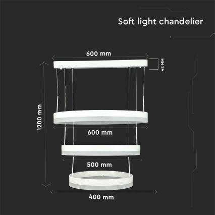 Led Dimmable κρεμαστό φωτιστικό οροφής LED/86W/230V 3000K λευκό