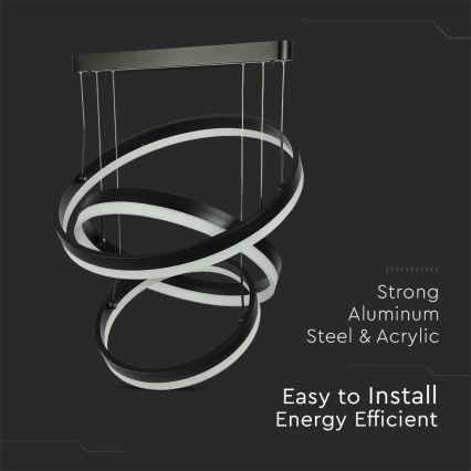 Led Dimmable κρεμαστό φωτιστικό οροφής LED/86W/230V 3000K μαύρο