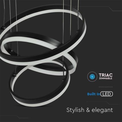 Led Dimmable κρεμαστό φωτιστικό οροφής LED/86W/230V 3000K μαύρο