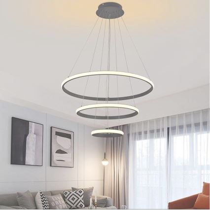 Led Dimmable κρεμαστό φωτιστικό οροφής LED/90W/230V 3000-6500K διάμετρος 60 cm + τηλεχειριστήριο