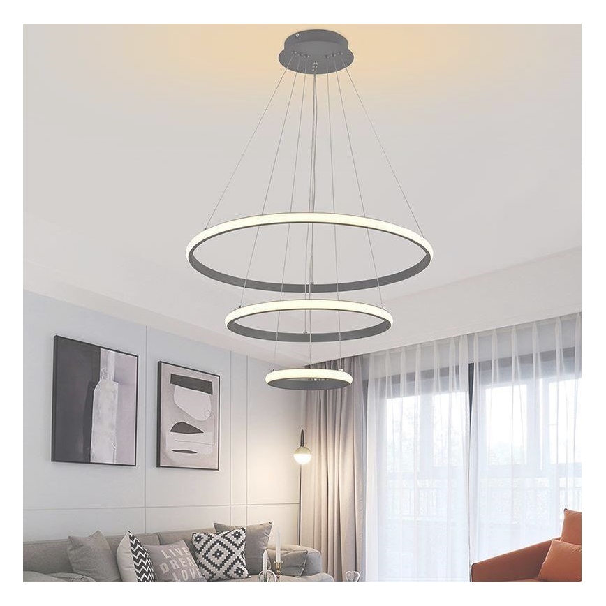 Led Dimmable κρεμαστό φωτιστικό οροφής LED/90W/230V 3000-6500K διάμετρος 60 cm + τηλεχειριστήριο
