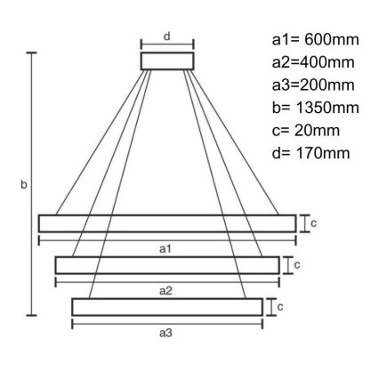 Led Dimmable κρεμαστό φωτιστικό οροφής LED/90W/230V 3000-6500K διάμετρος 60 cm + τηλεχειριστήριο