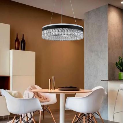 LED Dimming κρύσταλλο πολύφωτο on a string LED/90W/230V 3000-6500K μαύρο + τηλεχειριστήριο