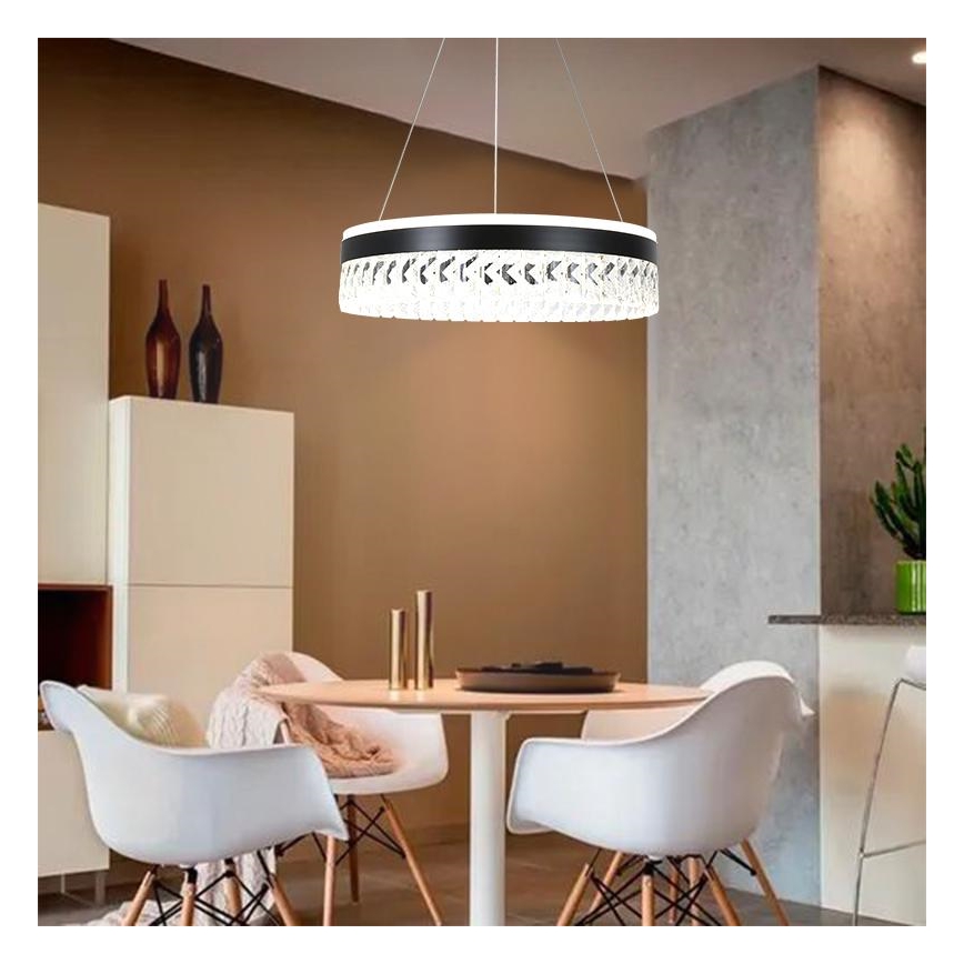 LED Dimming κρύσταλλο πολύφωτο on a string LED/90W/230V 3000-6500K μαύρο + τηλεχειριστήριο
