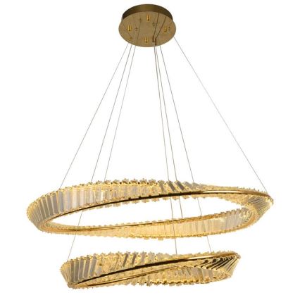 LED Dimming κρύσταλλο πολύφωτο on a string LED/90W/230V 3000-6500K χρυσαφί/χρώμιο + τηλεχειριστήριο