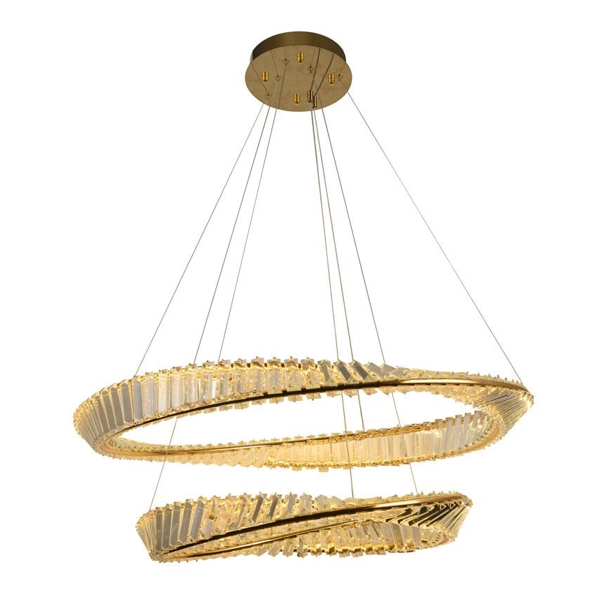 LED Dimming κρύσταλλο πολύφωτο on a string LED/90W/230V 3000-6500K χρυσαφί/χρώμιο + τηλεχειριστήριο