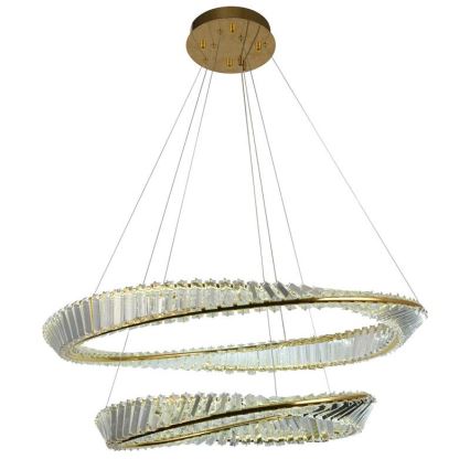 LED Dimming κρύσταλλο πολύφωτο on a string LED/90W/230V 3000-6500K χρυσαφί/χρώμιο + τηλεχειριστήριο