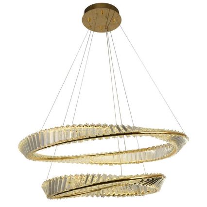 LED Dimming κρύσταλλο πολύφωτο on a string LED/90W/230V 3000-6500K χρυσαφί/χρώμιο + τηλεχειριστήριο