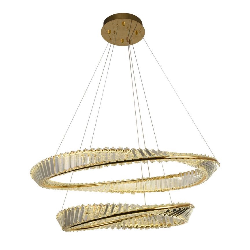 LED Dimming κρύσταλλο πολύφωτο on a string LED/90W/230V 3000-6500K χρυσαφί/χρώμιο + τηλεχειριστήριο