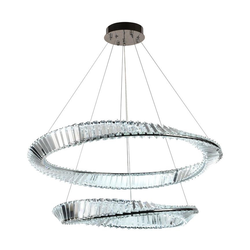 LED Dimming κρυστάλλινο κρεμαστό φωτιστικό οροφής κρεμαστό φωτιστικό οροφής LED/90W/230V 3000-6500K γυαλιστερό χρώμιο + τηλεχειριστήριο