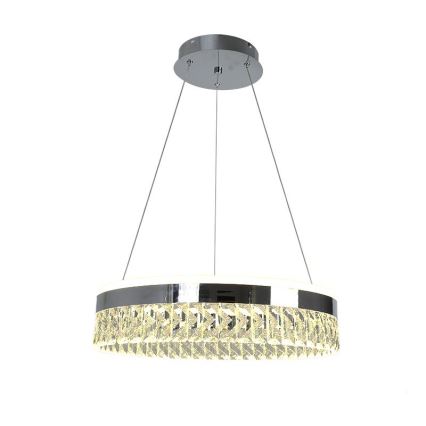 LED Dimming κρυστάλλινο κρεμαστό φωτιστικό οροφής κρεμαστό φωτιστικό οροφής LED/90W/230V 3000-6500K γυαλιστερό χρώμιο + τηλεχειριστήριο