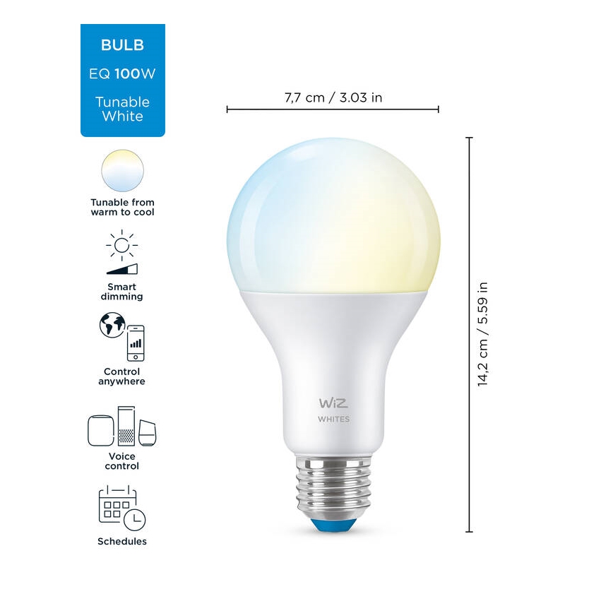 LED Dimmable λάμπα A67 E27/13W/230V 2700-6500K CRI 90 Wi-Fi - WiZ