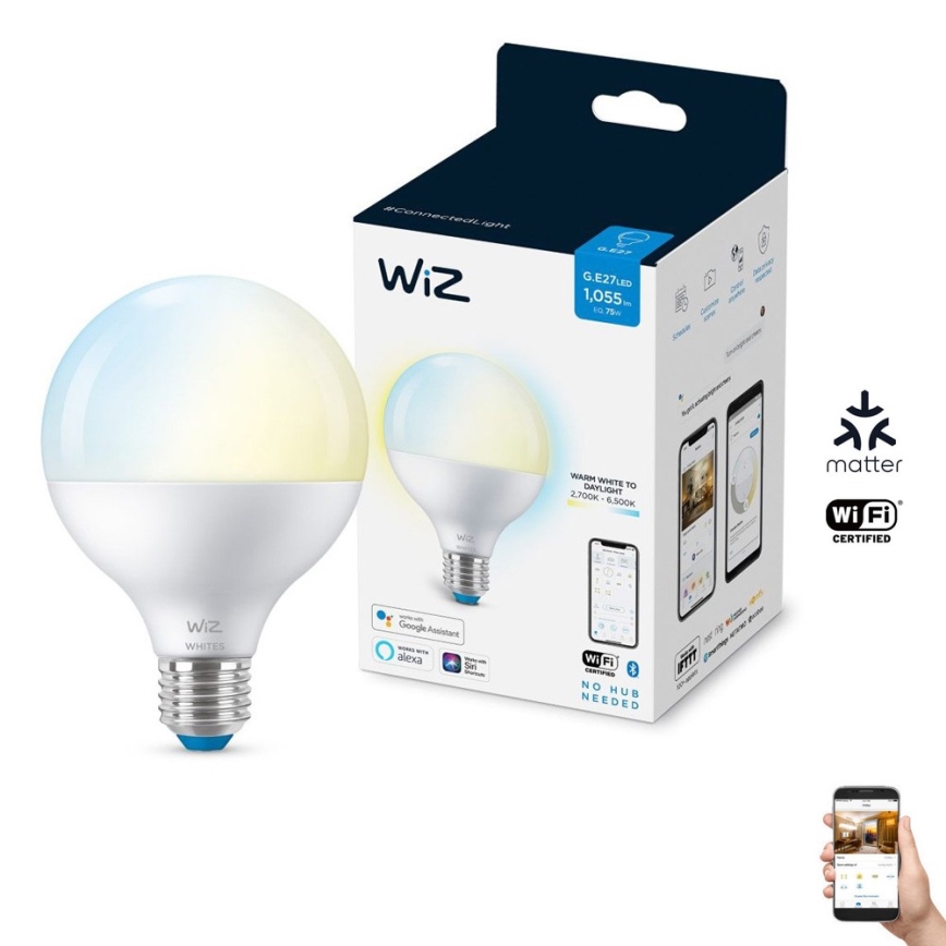 LED Dimmable λάμπα G95 E27/11W/230V 2700-6500K CRI 90 Wi-Fi - WiZ