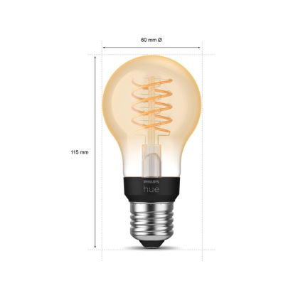 LED Dimmable λάμπα Philips Hue WHITE FILAMENT A60 E27/7W/230V 2100K