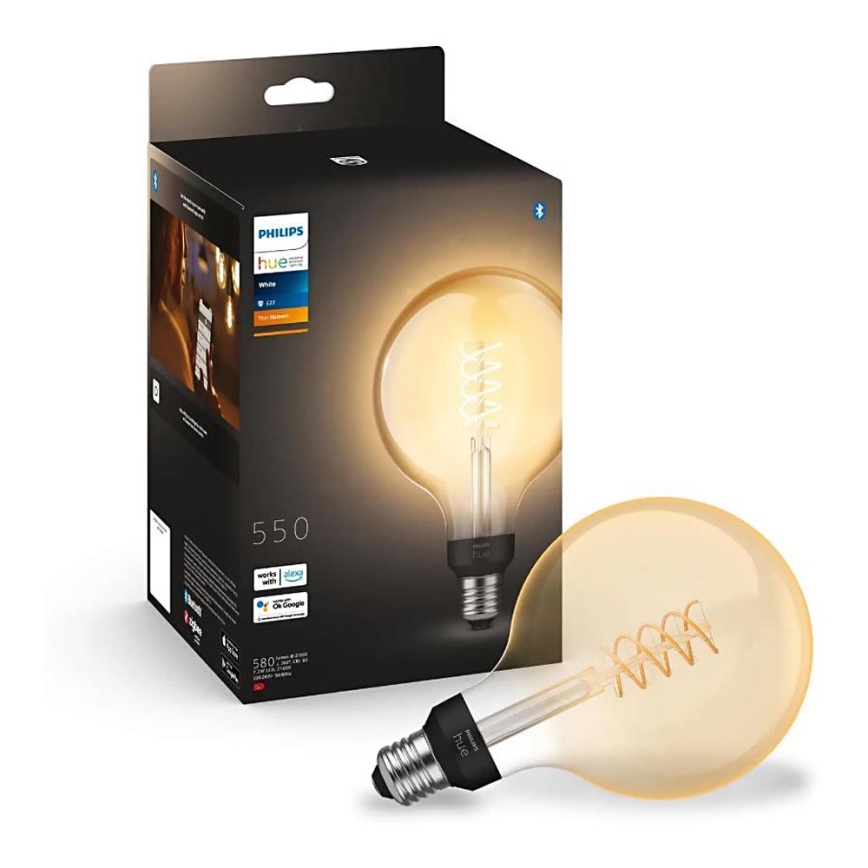 LED Dimmable λάμπα Philips Hue WHITE FILAMENT G125 E27/7W/230V 2100K