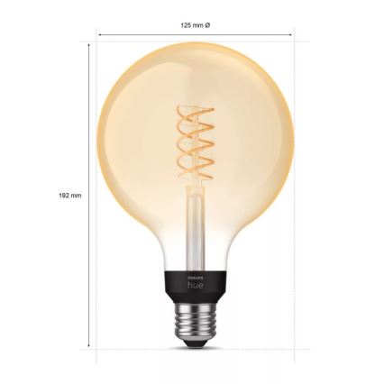 LED Dimmable λάμπα Philips Hue WHITE FILAMENT G125 E27/7W/230V 2100K