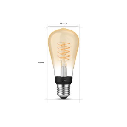 LED Dimmable λάμπα Philips Hue WHITE FILAMENT ST64 E27/7W/230V 2100K