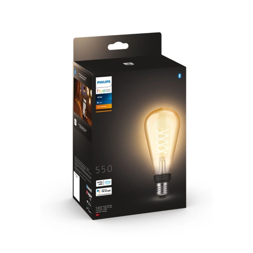 LED Dimmable λάμπα Philips Hue WHITE FILAMENT ST72 E27/7W/230V 2100K
