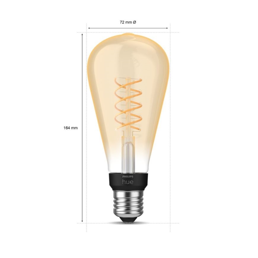 LED Dimmable λάμπα Philips Hue WHITE FILAMENT ST72 E27/7W/230V 2100K