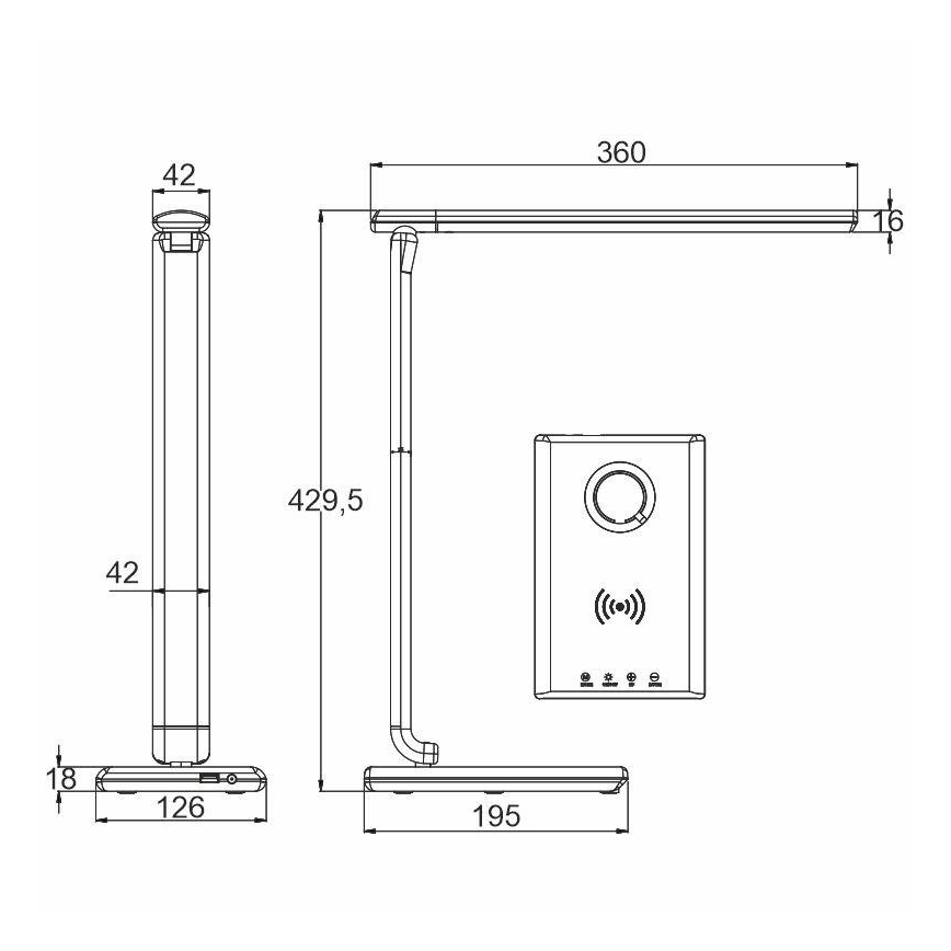LED Dimmable επιτραπέζια λάμπα αφής με ασύρματη φόρτιση MEGGIE LED/8W/230V + USB