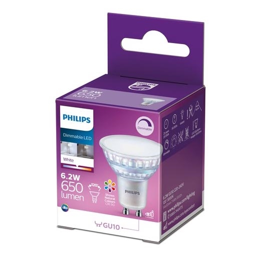 LED Dimmable Philips GU10 6 2W 230V 3000K CRI 90 Fotisti kosmos